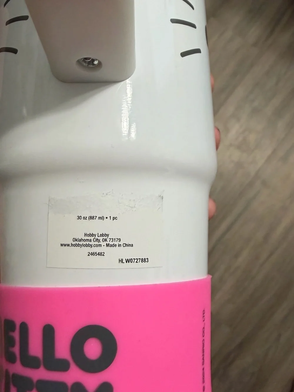 Hobby Lobby White & Pink Hello Kitty Travel Tumbler with Handle